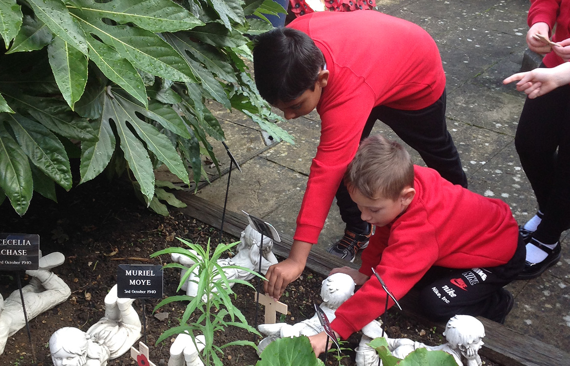 Children working in the School Garden
